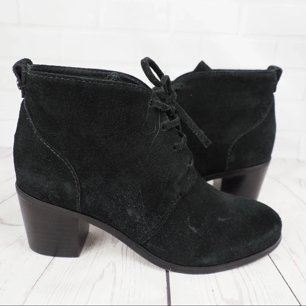 Nurture sz 5.5 black suede lace up heeled booties